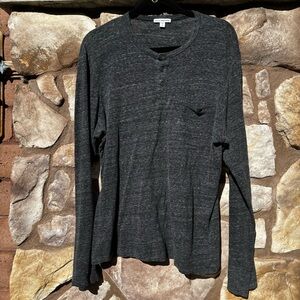 James Perse Men’s Long Sleeve Henley Gray Size Medium